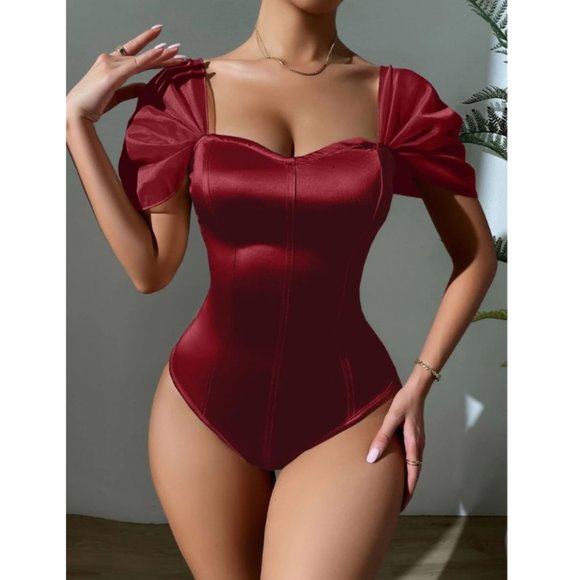 SHEIN Tops - ❤️Merlot Satin Bodysuit